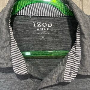 Izod Golf Heather Gray Polo with Striped Collar